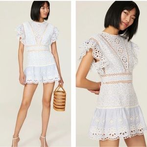 SAYLOR White and Blue Eyelet Romper